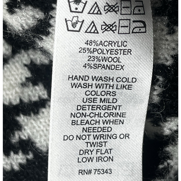 Ellen Tracy Cowl Neck Cardigan Sweater Womens Medium Houndstooth Black White - Picture 11 of 12